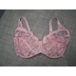 Victoria's Secret Pink Floral Embroidered Sheer Mesh Unlined Bra 34D Underwire